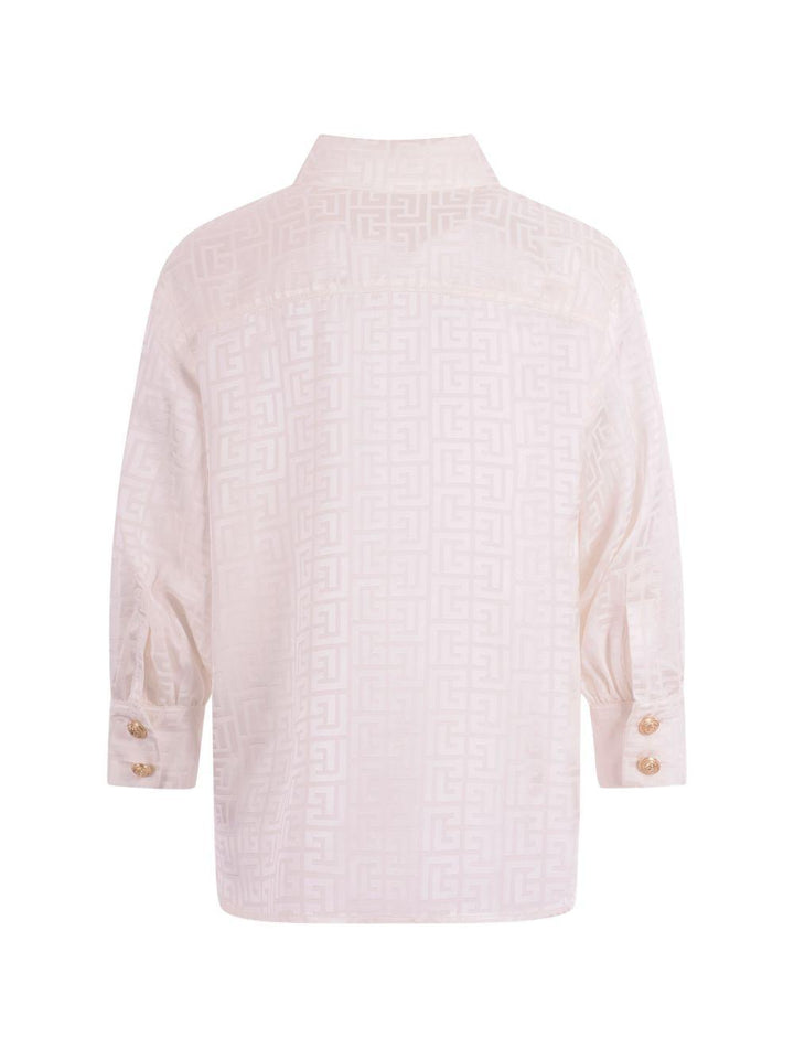 Camicia ivory per bambino BY5A30S0192 102 Balmain Kids 