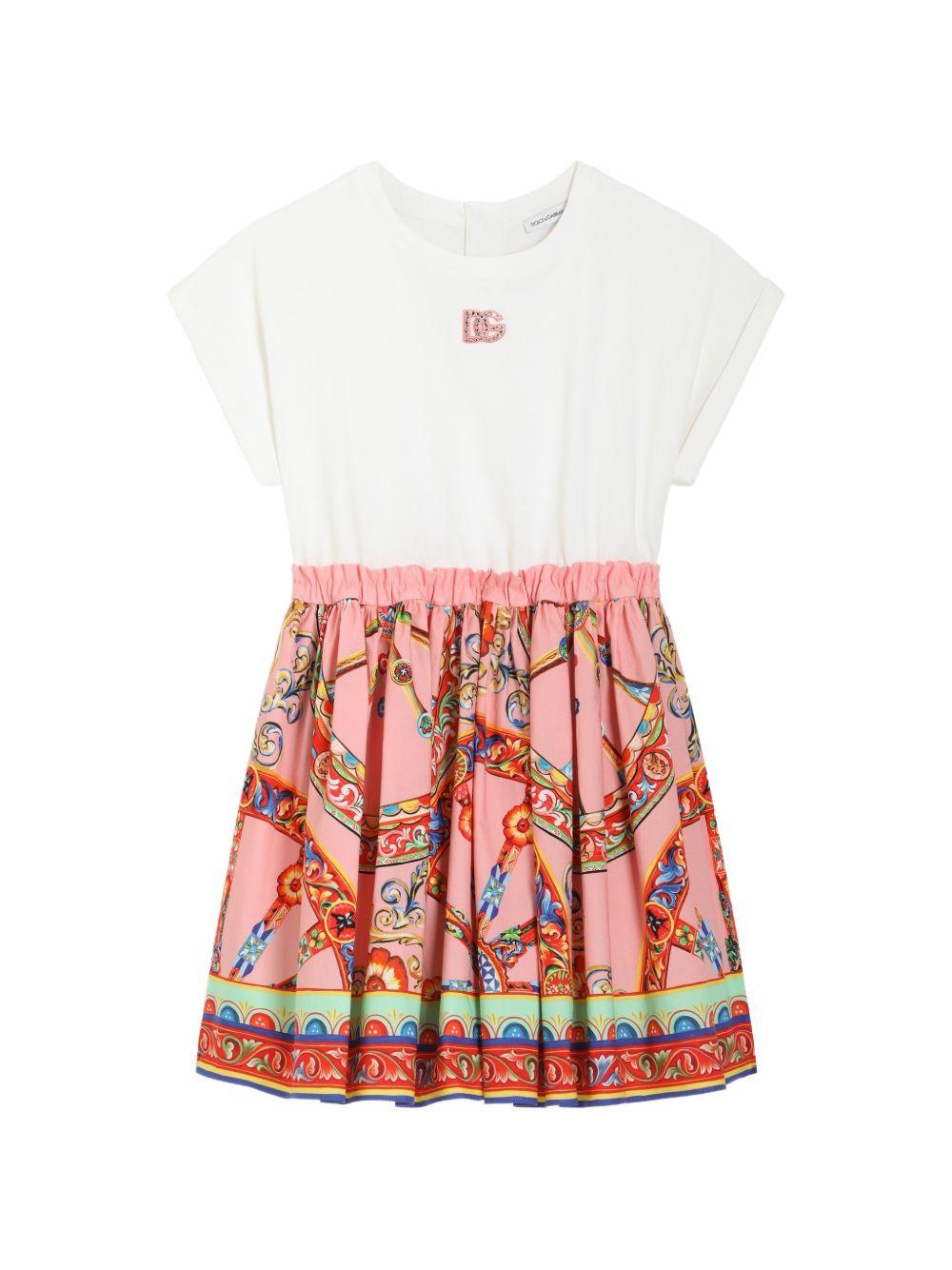 Abito bianco/rosa/multicolor per bambina L5JDAUG7P5S S9000 Dolce & Gabbana Kids 