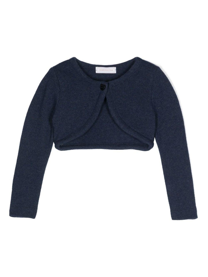 Cardigan per bambina in misto lana blu