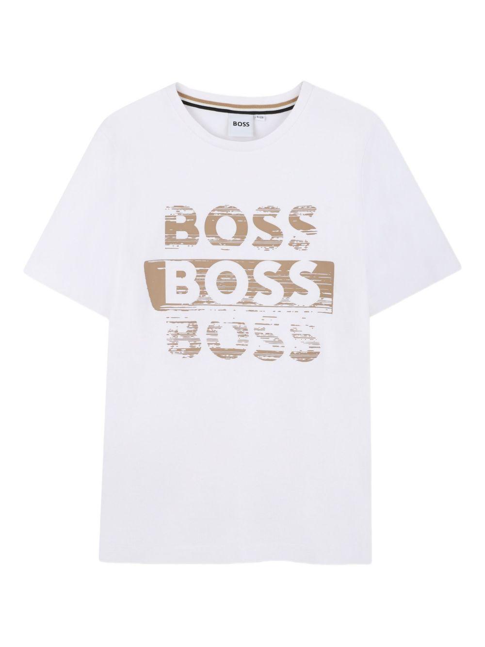 T-shirt bianca per bambino J52366 10P Boss Kids 