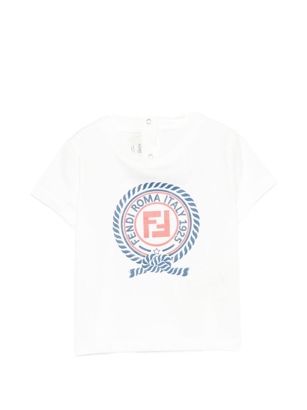 T-shirt bianca per neonato BMI2847AJ F0TU9 Fendi Kids 