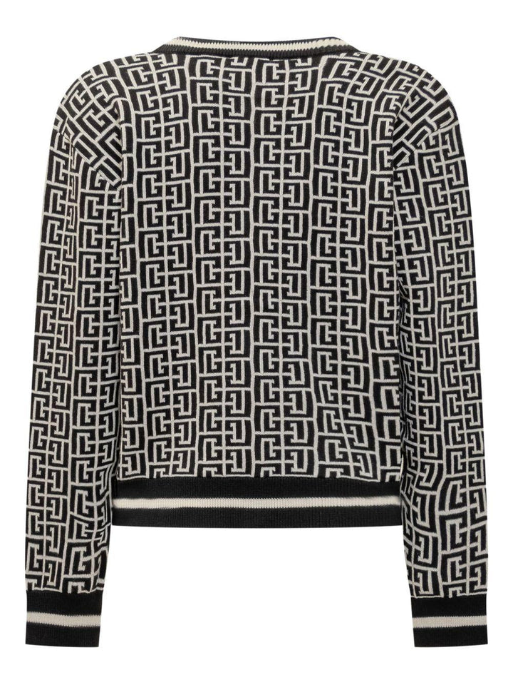 Cardigan nero/avorio per bambina BX9P10Z2312 104NE Balmain Kids 