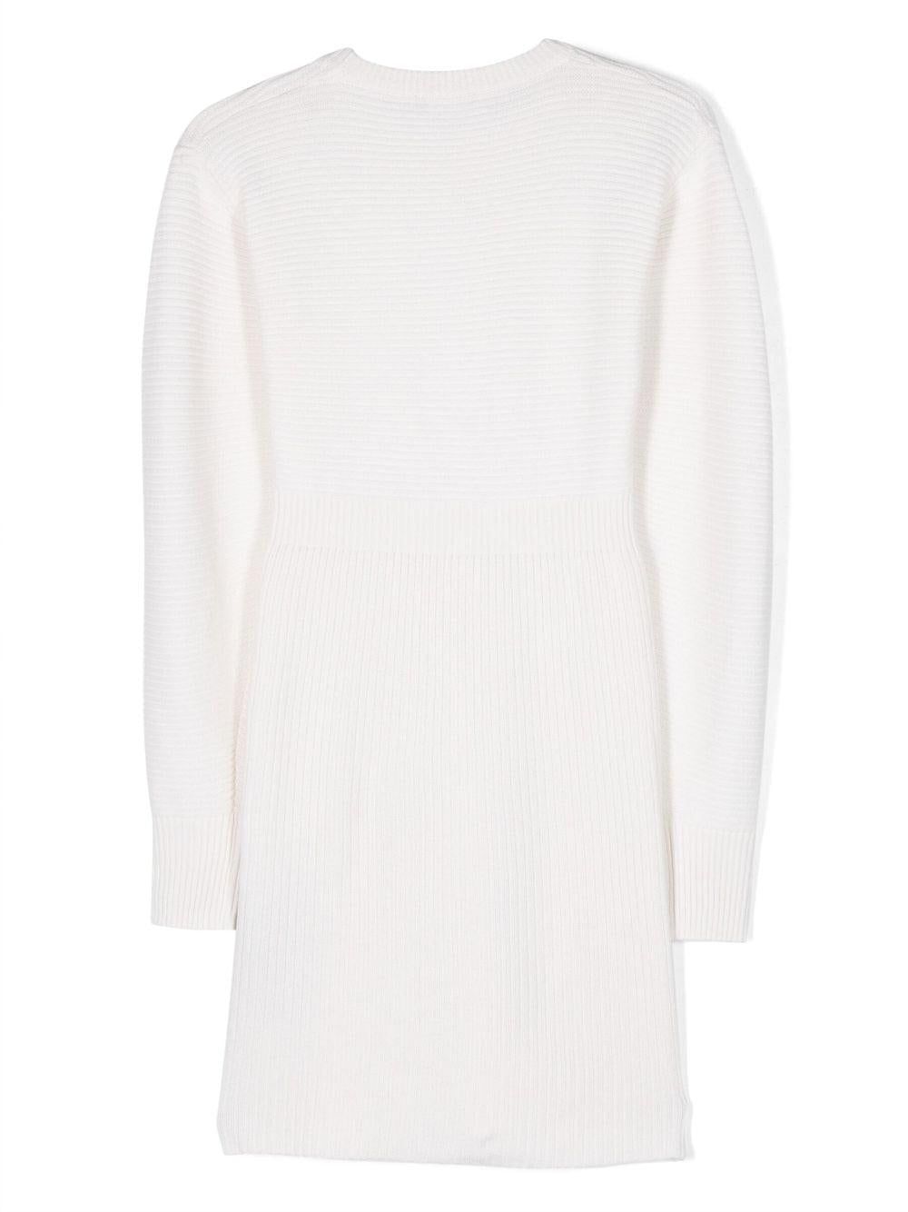 White dress for girls with gold buttons