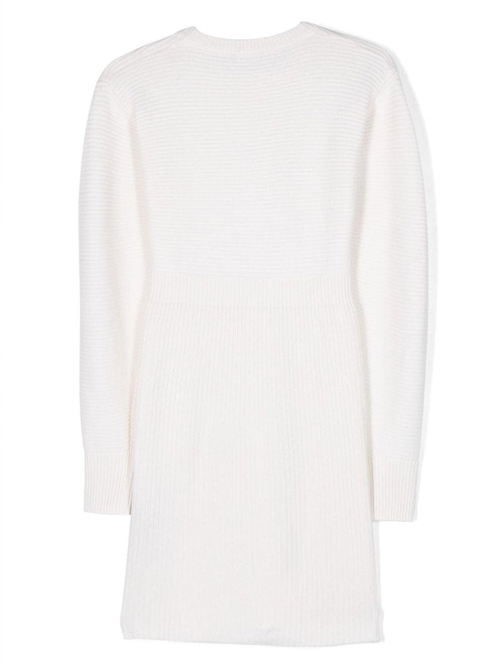 White dress for girls with gold buttons