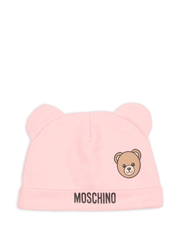Kit cappello/bavetta rosa per neonata MUY099LCA19 50209 Moschino Kids 