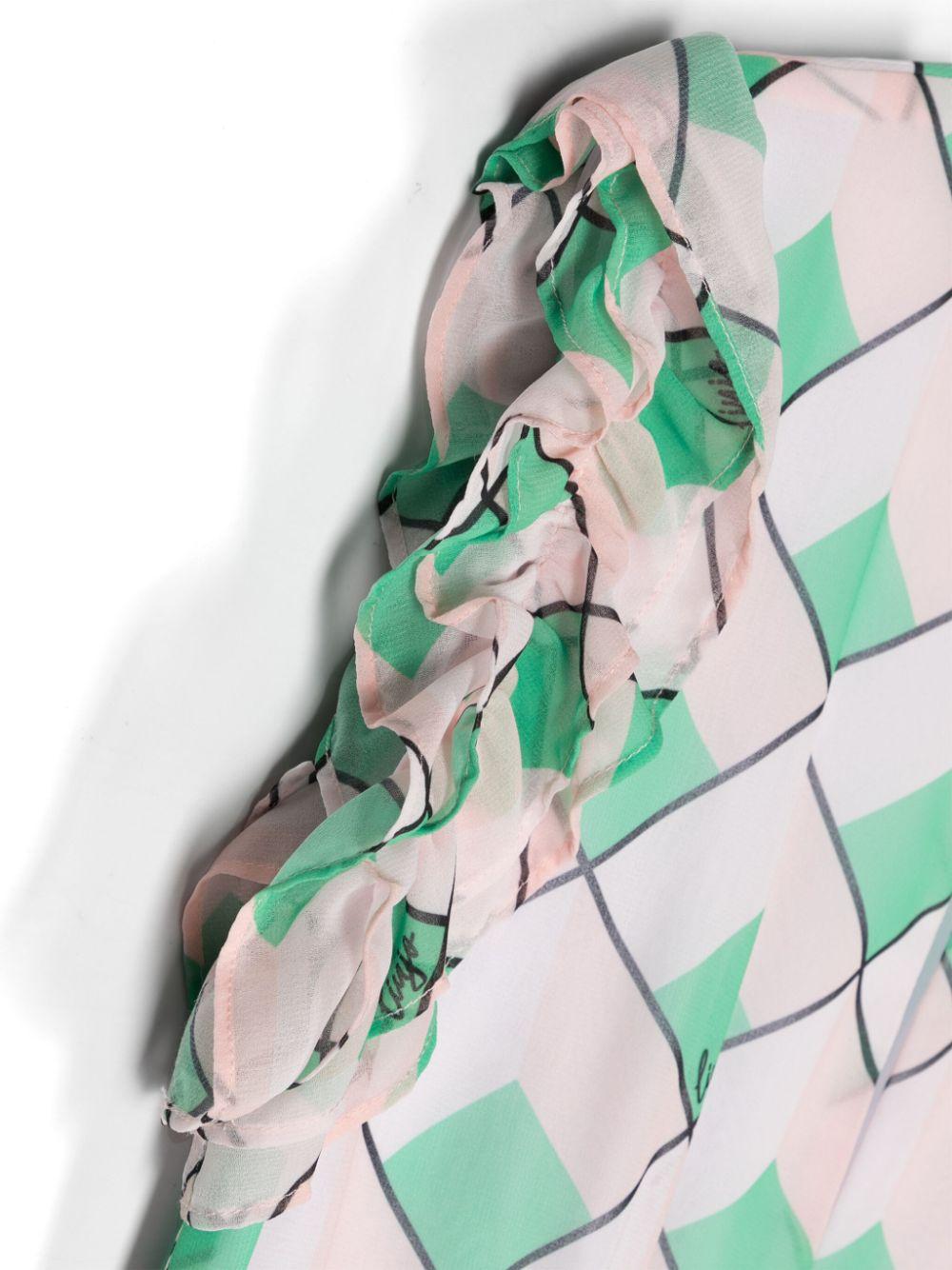 Green and pink dress for girls