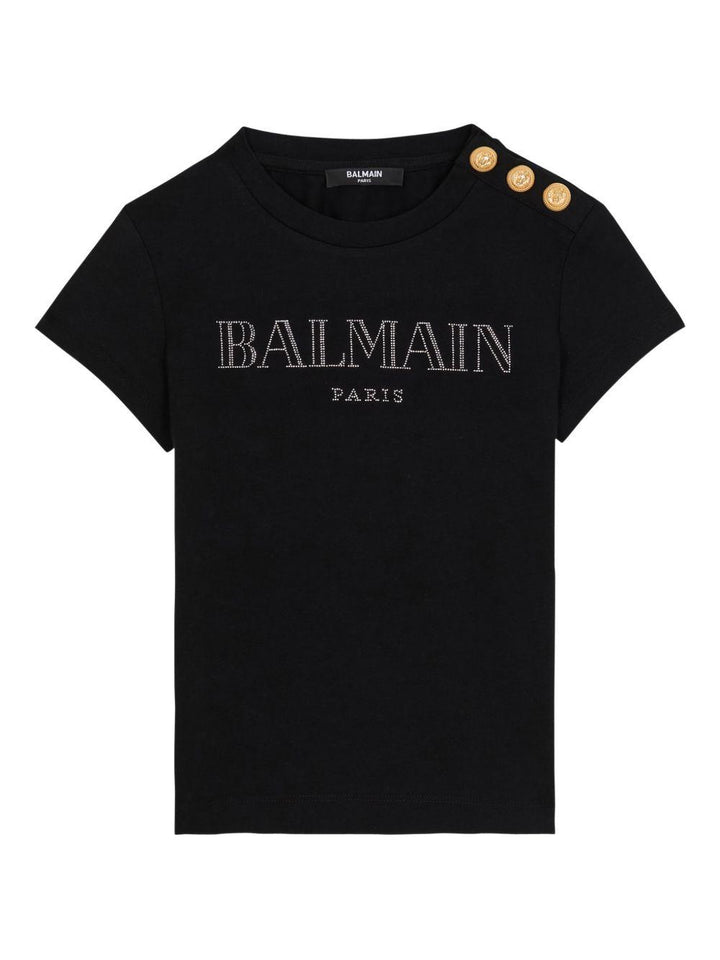 T-shirt nera per bambino BY8A51Z3277 930 Balmain Kids 