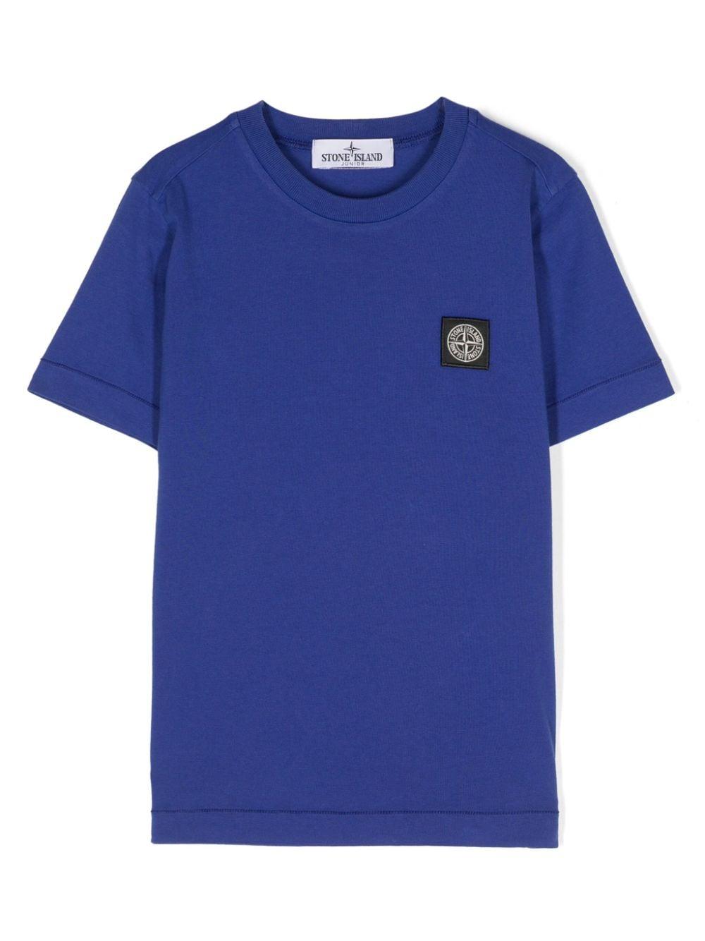 T-shirt per bambino in cotone bluette 811620147 V0022 Stone Island Kids 