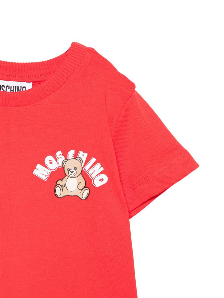 T-shirt rosso per neonato MZM047LAA01 50109 Moschino Kids 