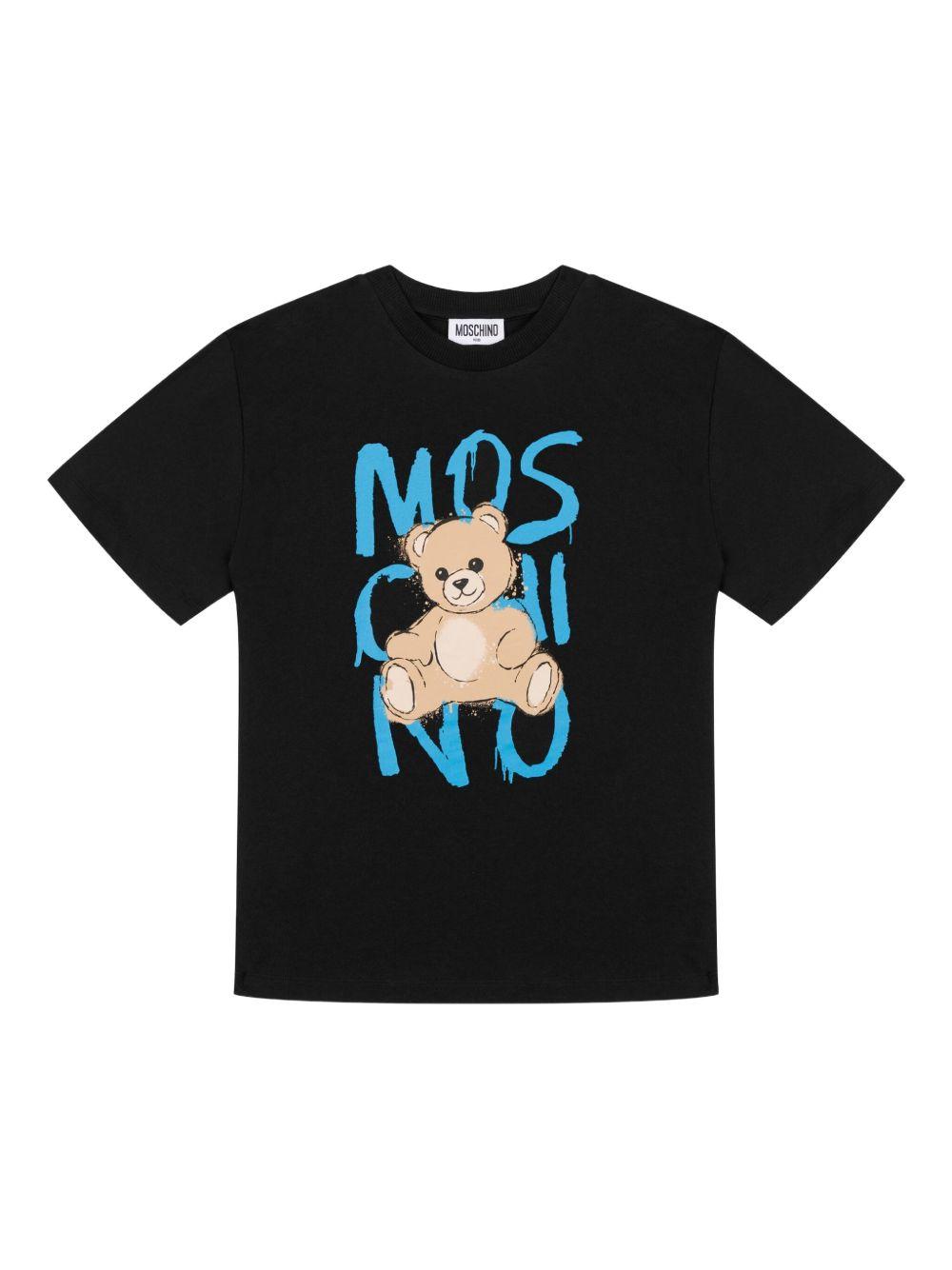 T-shirt nero per bambino HNM05GLAA20 60100 Moschino Kids 