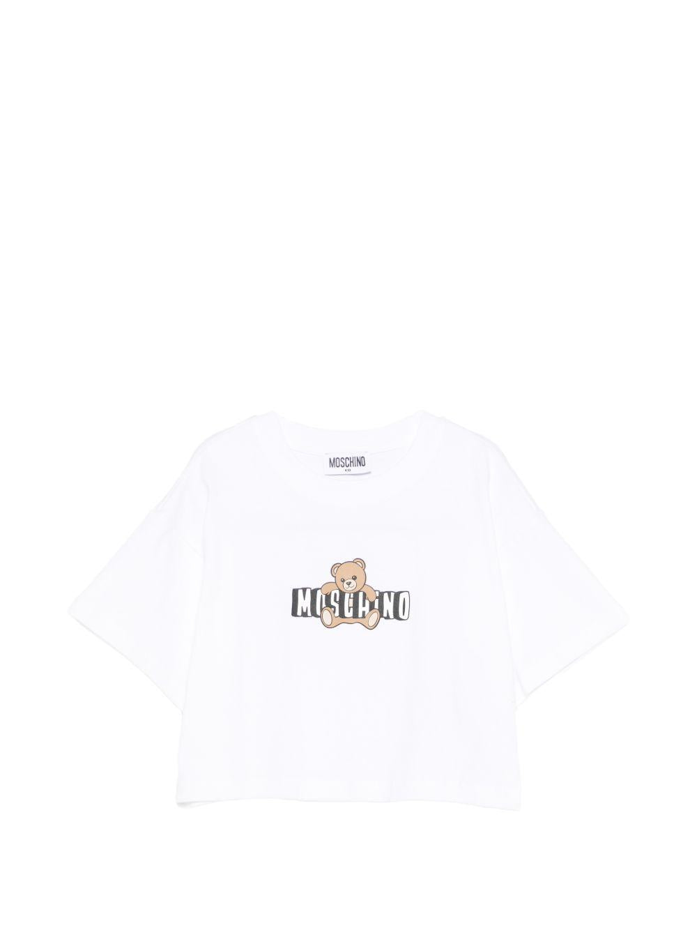 T-shirt bianca per bambina HDM072LBA00 10101 Moschino Kids 