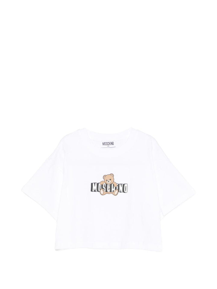 T-shirt bianca per bambina HDM072LBA00 10101 Moschino Kids 