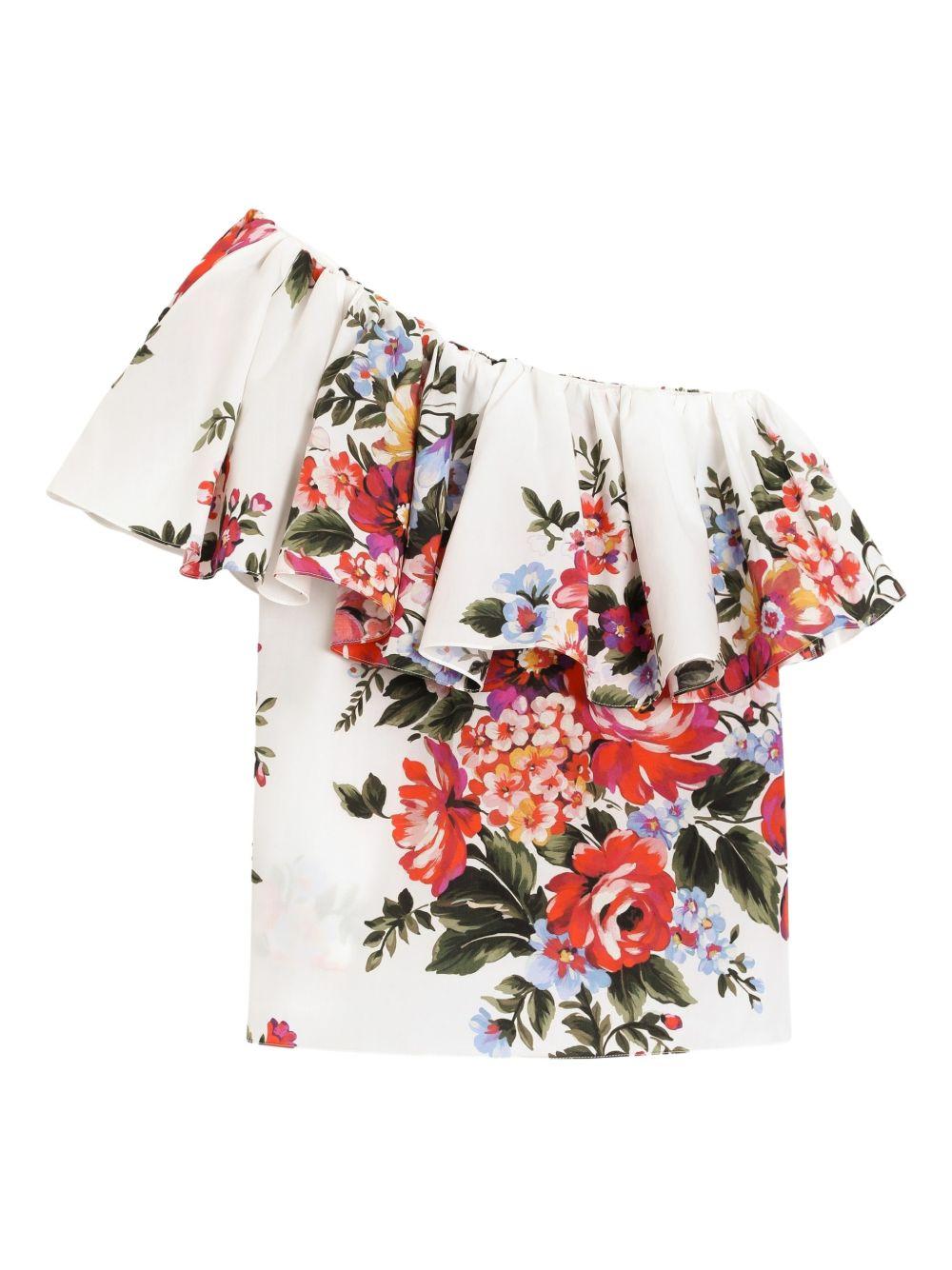 Top bianco/floreale per bambina L51N73HS5UU HA5ZO Dolce & Gabbana Kids 