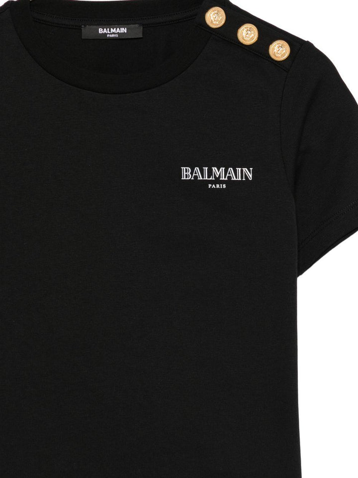 T-shirt nera per bambino BY8Q21Z3672 930BC Balmain Kids 