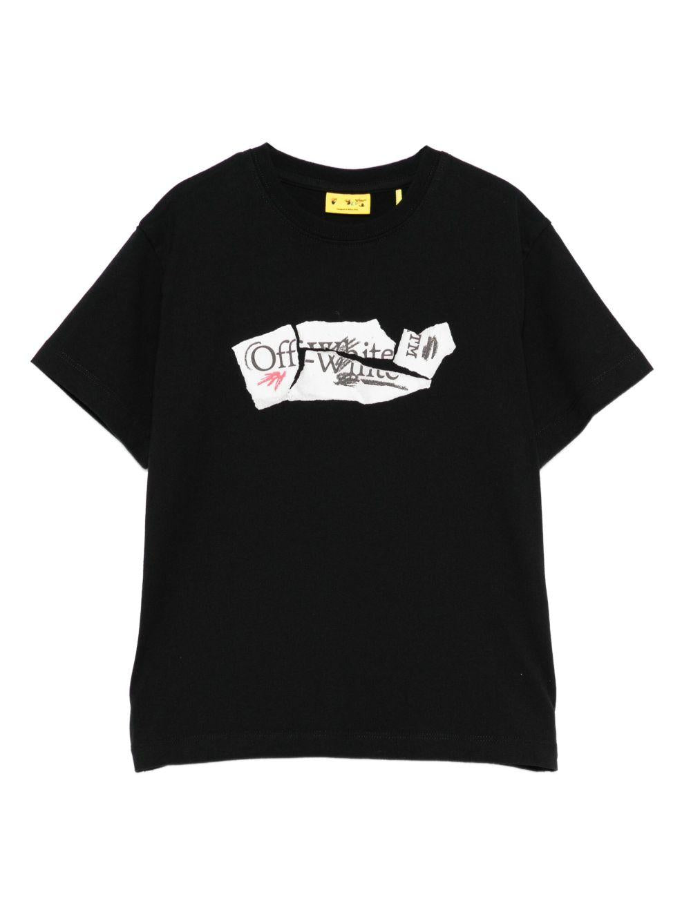 T-shirt nero per bambino OBAA002F25JER004 1001 Off White Kids 