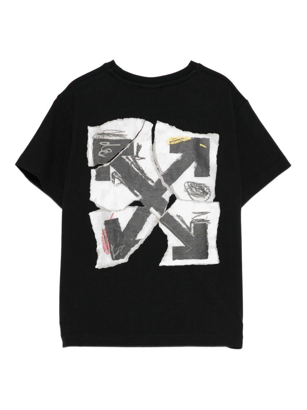 T-shirt nero per bambino OBAA002F25JER004 1001 Off White Kids 