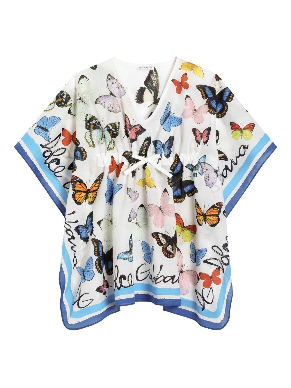 Abito bianco con stampa per bambina LB7A14FI5KT HB5KB Dolce & Gabbana Kids 
