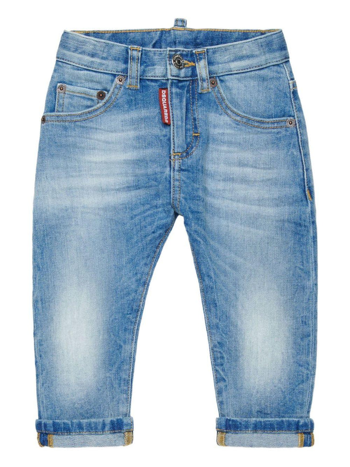 Jeans azzurro in misto cotone per neonato