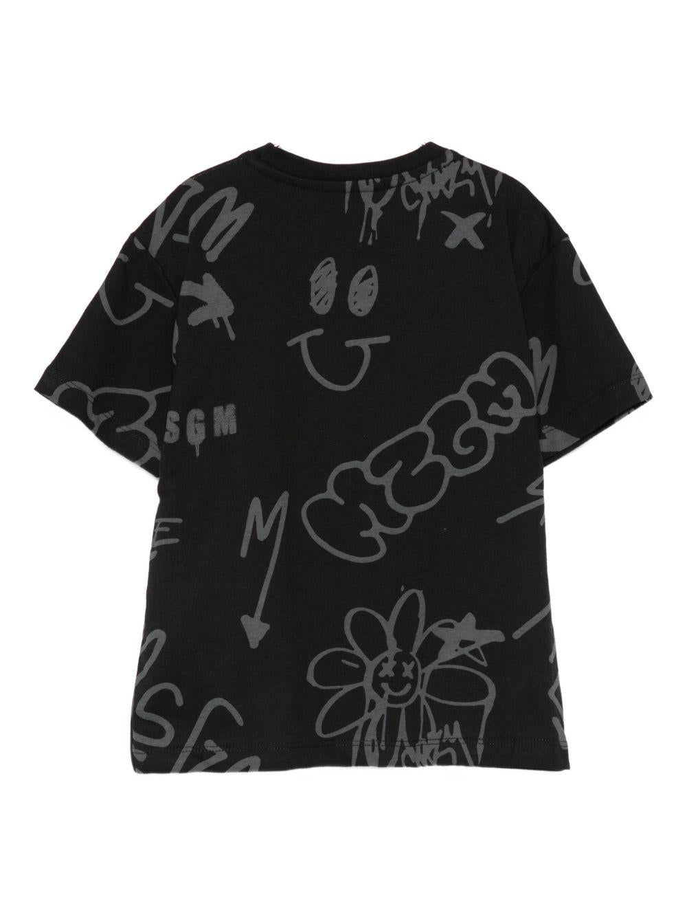T-shirt nero per bambino F5MSJBTH244 110 Msgm Kids 