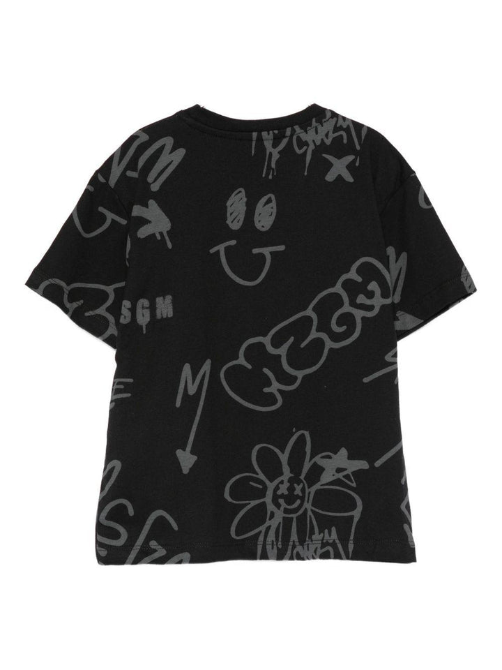 T-shirt nero per bambino F5MSJBTH244 110 Msgm Kids 