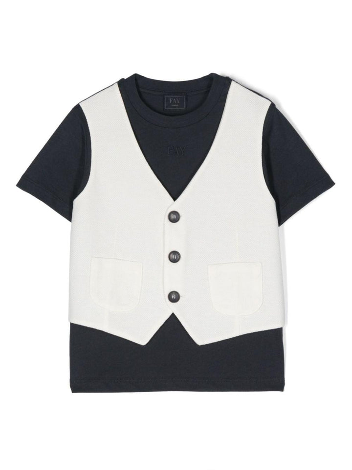 Blue t-shirt with white vest for boys