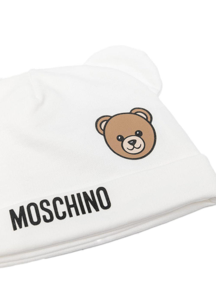 Kit cappello/bavetta bianco per neonato MUY099LCA19 10063 Moschino Kids 
