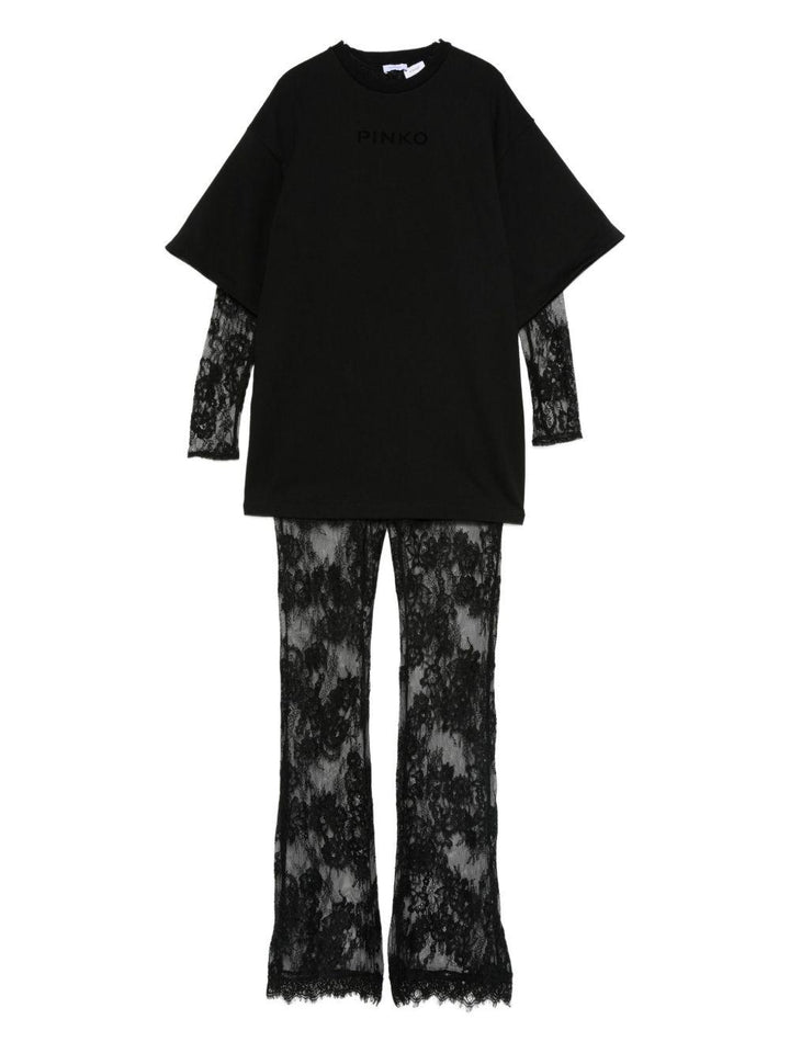 Completo nero per bambina KFCM003CTV102 N000 Pinko Kids 