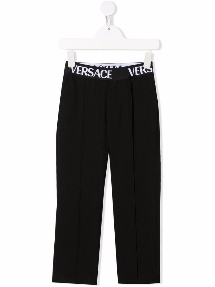 Pantalone nero per bambina con logo