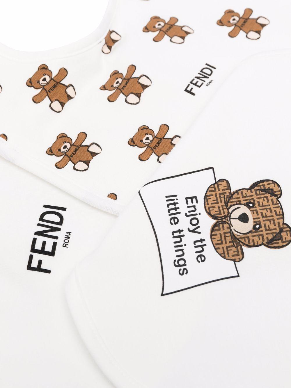 Bavetta per neonati in cotone bianco BUJ198ST8 F0TU9 Fendi Kids 