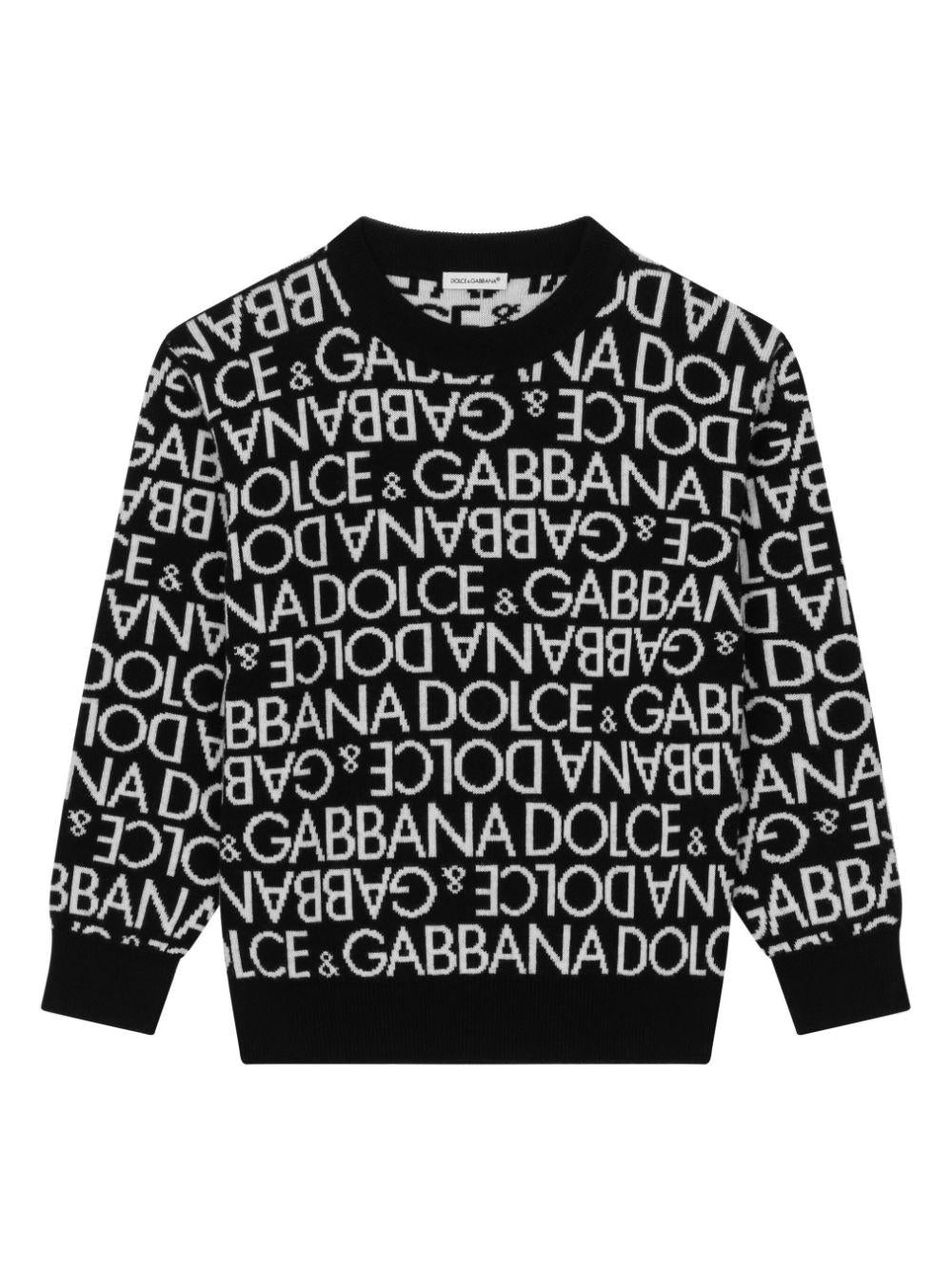 Maglione bianco e nero per bambino L4KWE2JCVM3 S9000 Dolce & Gabbana Kids 