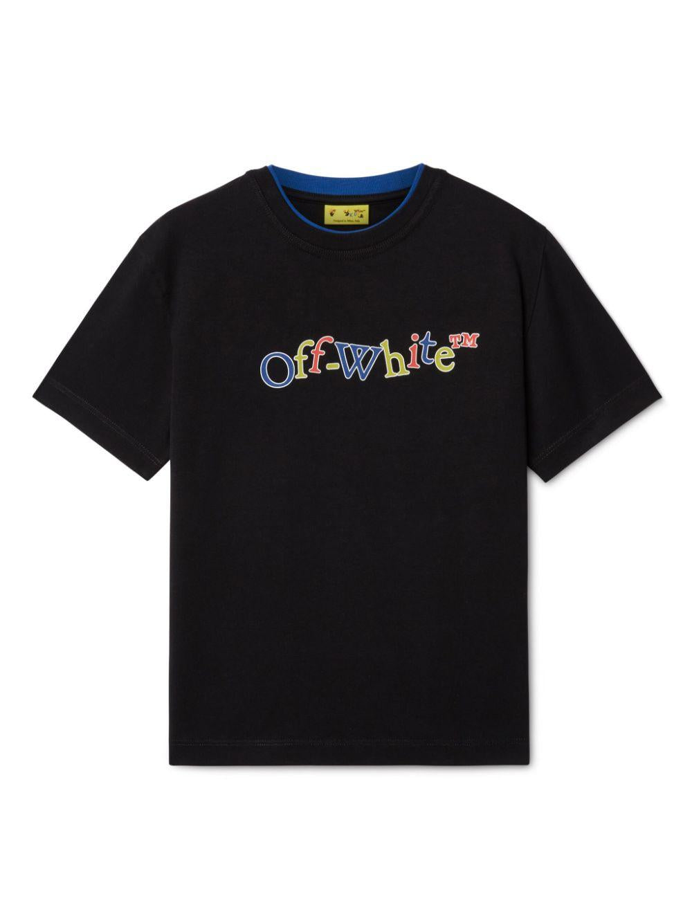 T-shirt per bambino in cotone nera OBAA012F24JER001 1014 Off White Kids 