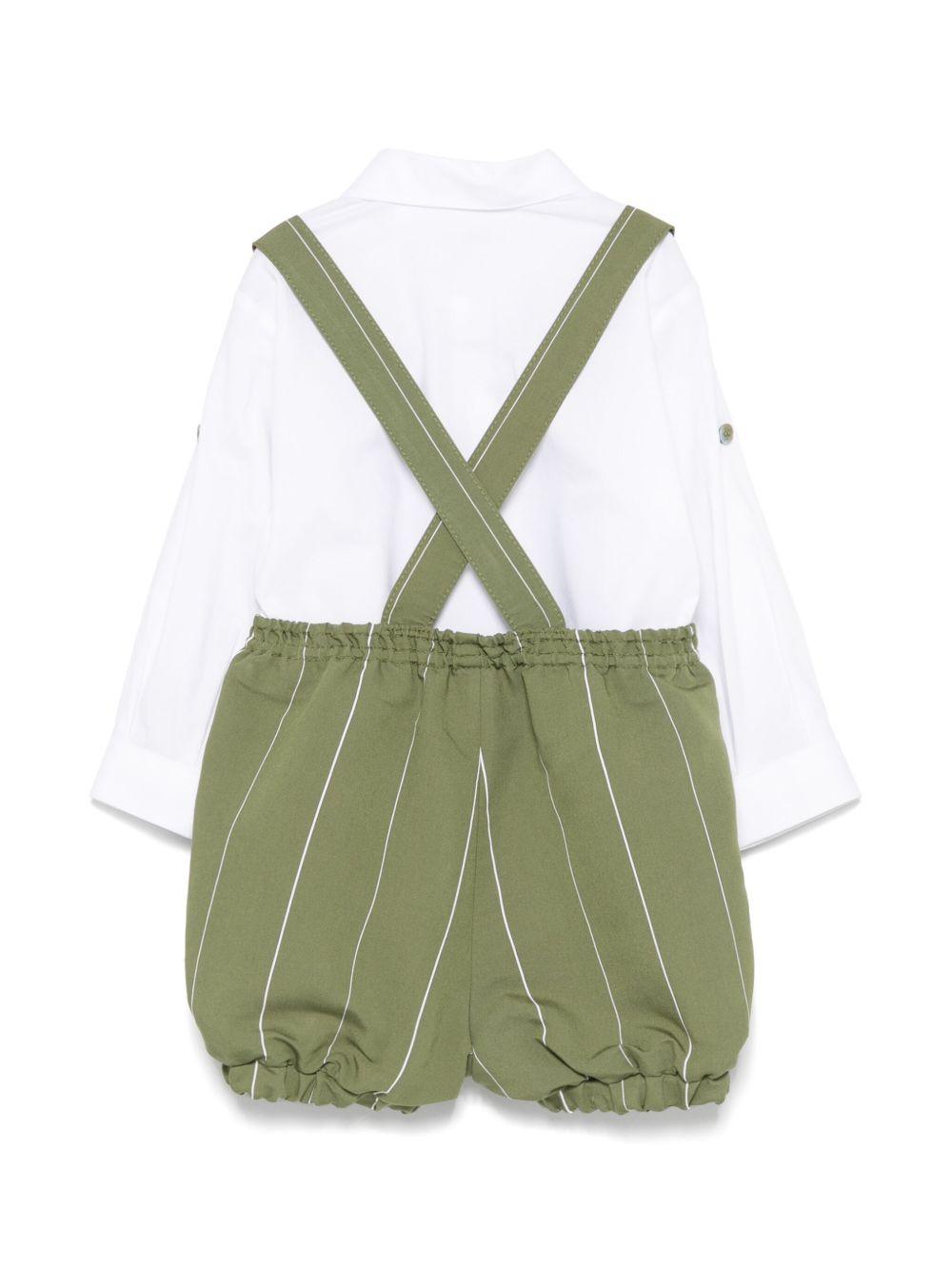Completo elegante bianco/verde oliva per neonato