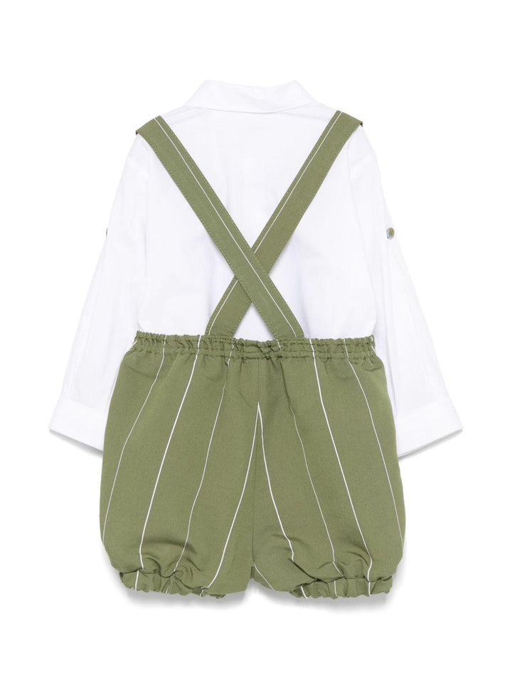 Completo elegante bianco/verde oliva per neonato