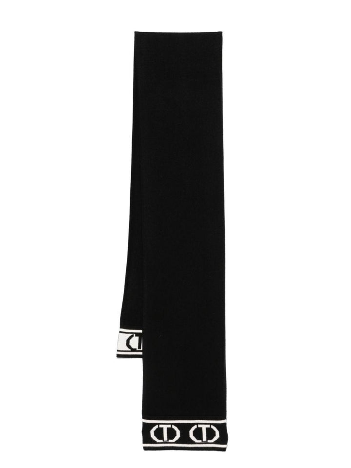 Sciarpa nera per bambina con logo