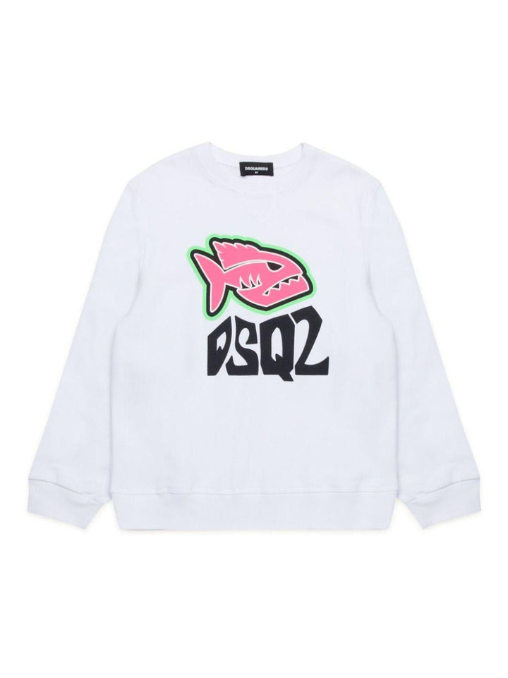 White sweatshirt for boys with print