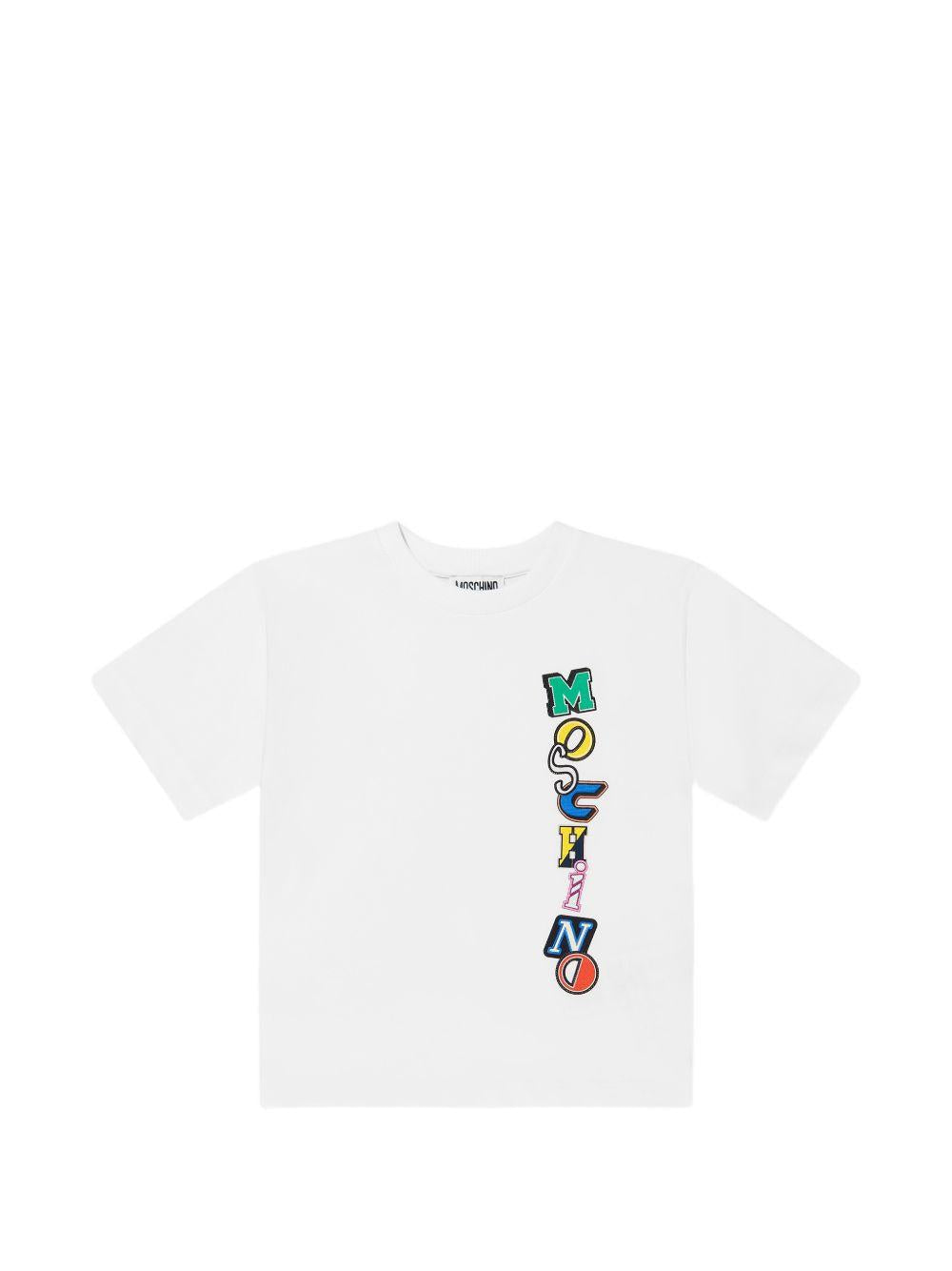 T-shirt bianca per bambino HYM05GLAA02 10101 Moschino Kids 