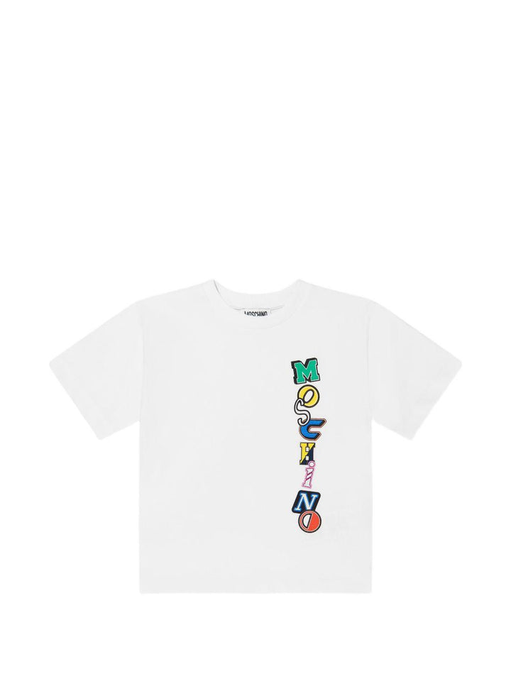T-shirt bianca per bambino HYM05GLAA02 10101 Moschino Kids 