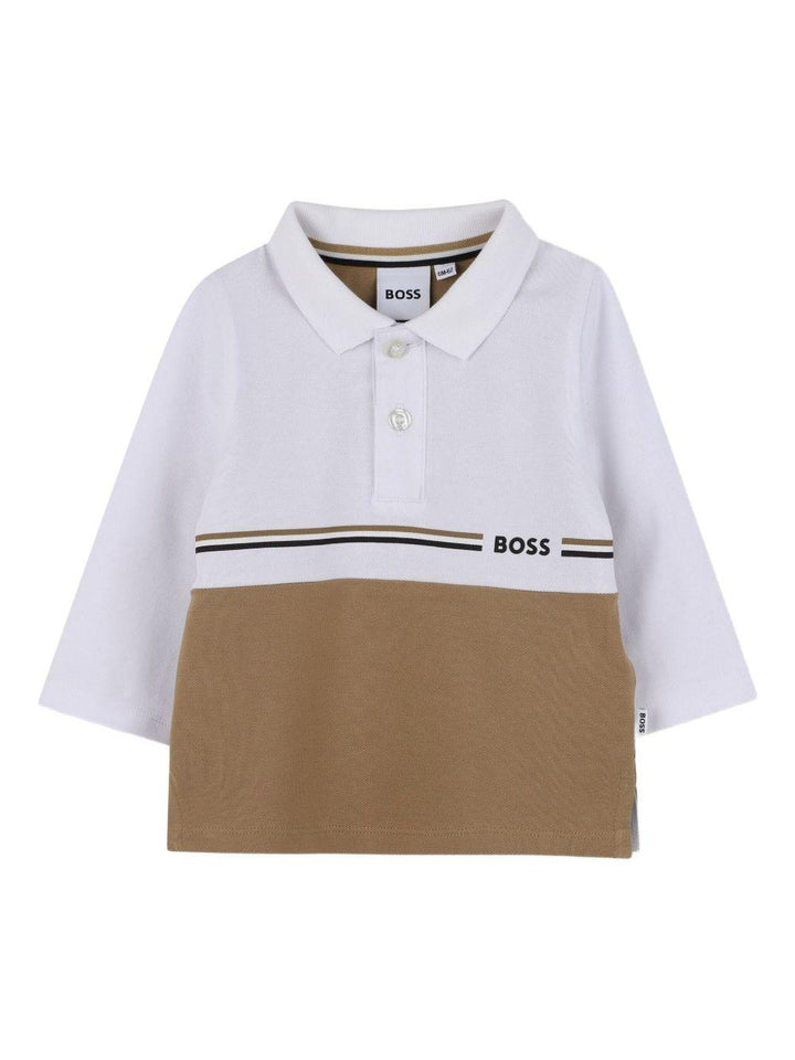 Polo bianco/marrone per neonato J52456 269 Boss Kids 