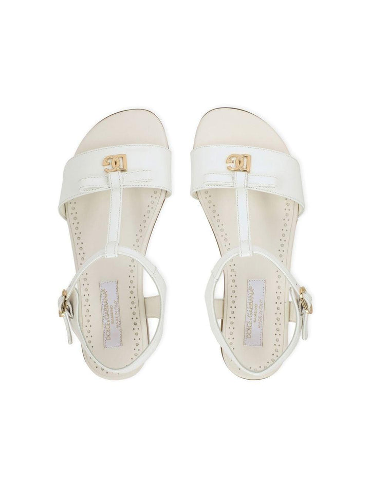 White sandals for girls with logo