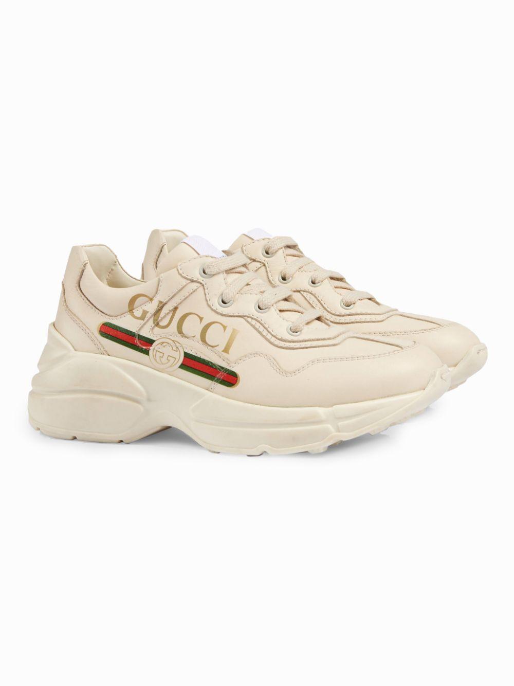 Sneakers crema per bambina con logo