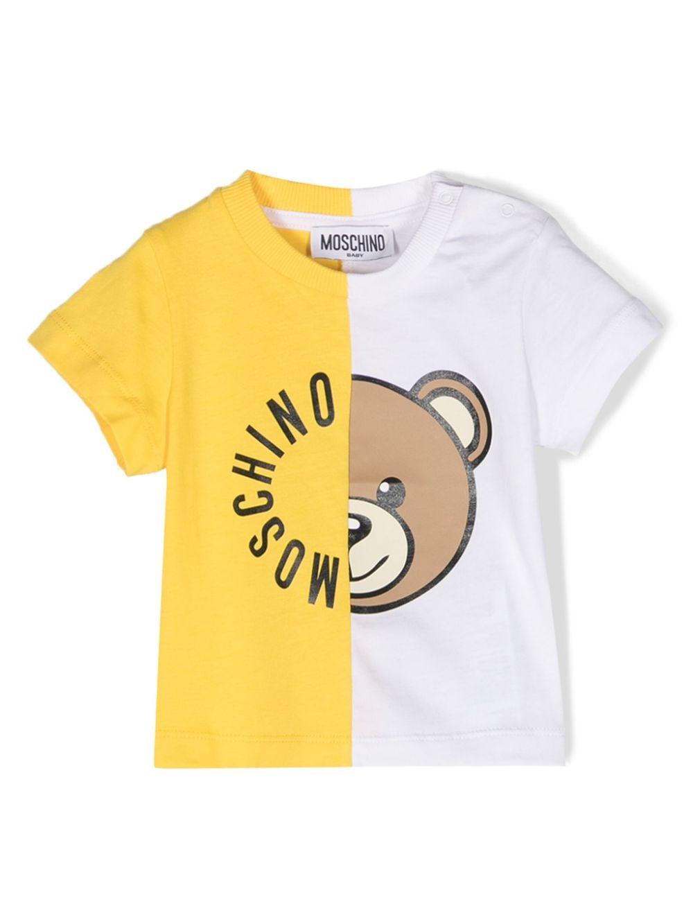 White and yellow baby t-shirt with logo