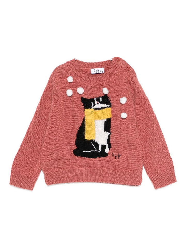 Maglione rosa gomma per neonata A25GMA0027EM220 660 Il Gufo 