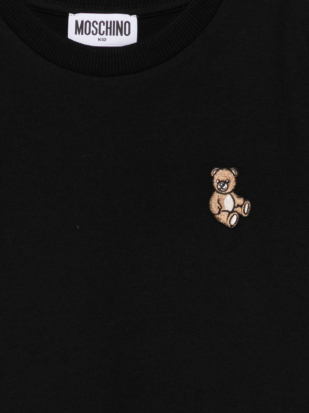 T-shirt nera per bambino HRM058LAA10 60100 Moschino Kids 