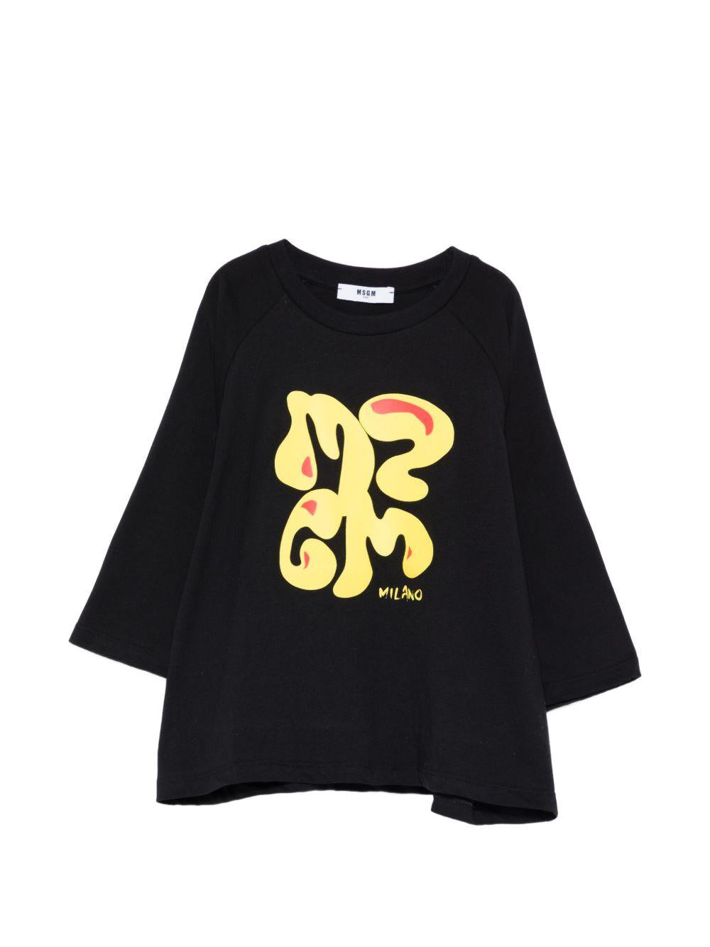 T-shirt nera per bambina S6MSJGTH090 110 Msgm Kids 