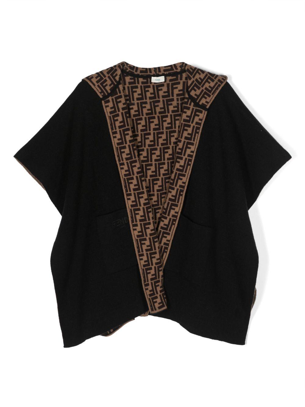 Mantella nera/marrone per bambina JFQ056AKLS F1M0T Fendi Kids 