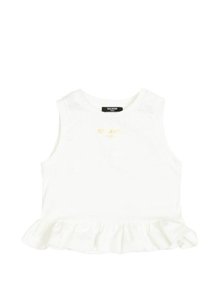 Top bianco sporco per bambina BY8B42Z3672 100OR Balmain Kids 
