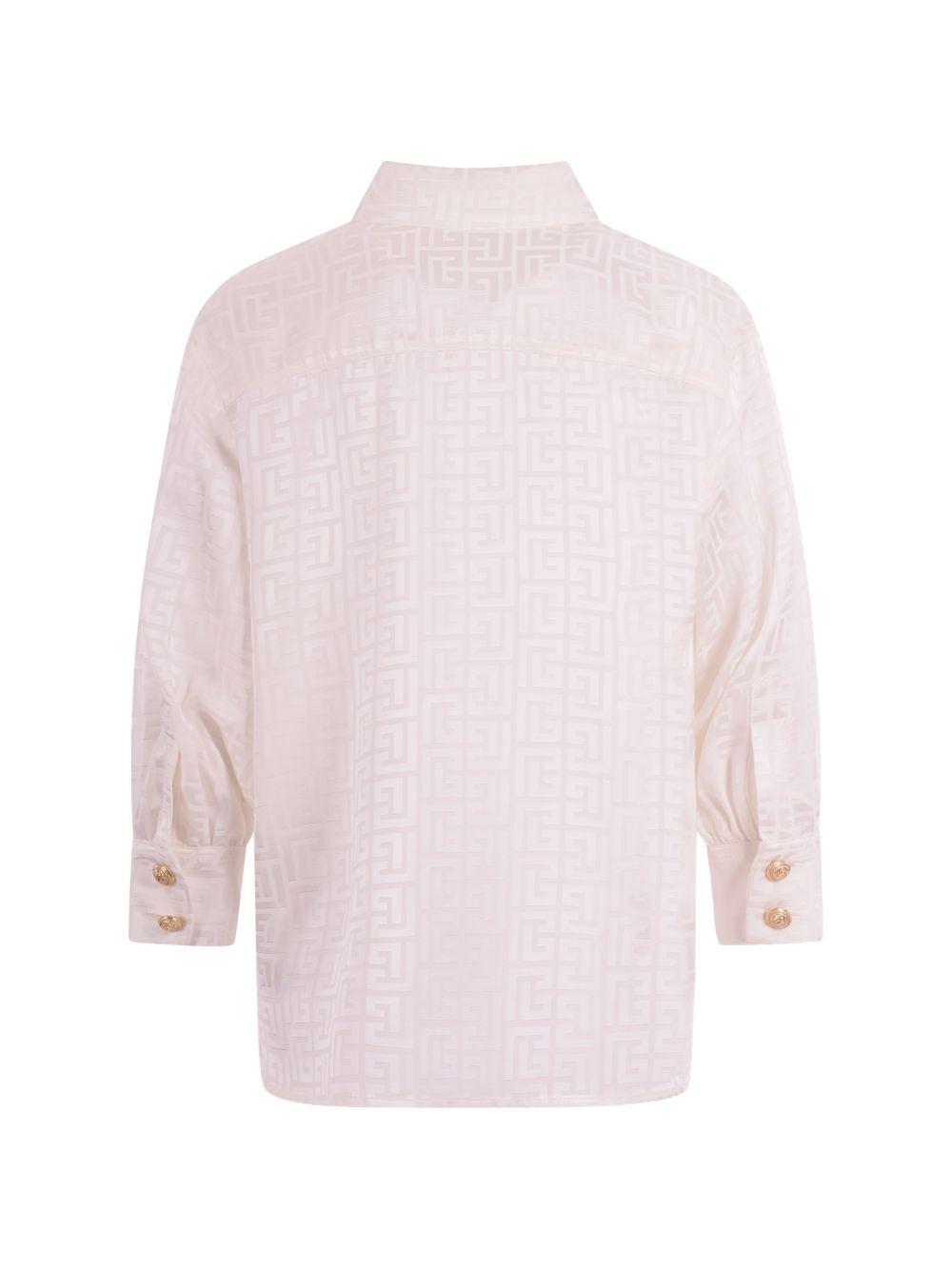 Camicia ivory per bambino BY5A30S0192 102 Balmain Kids 