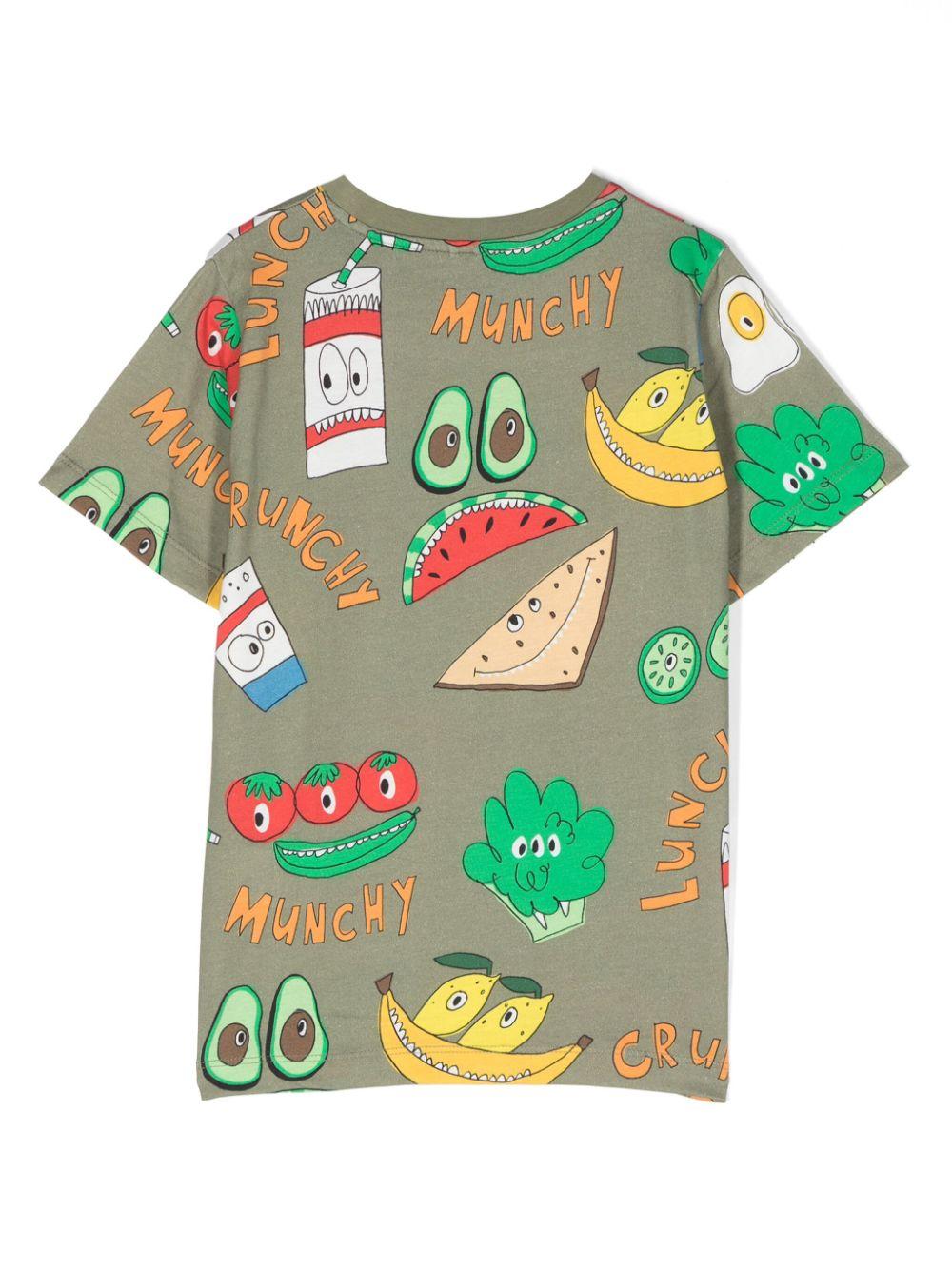 Olive green t-shirt for boys with print