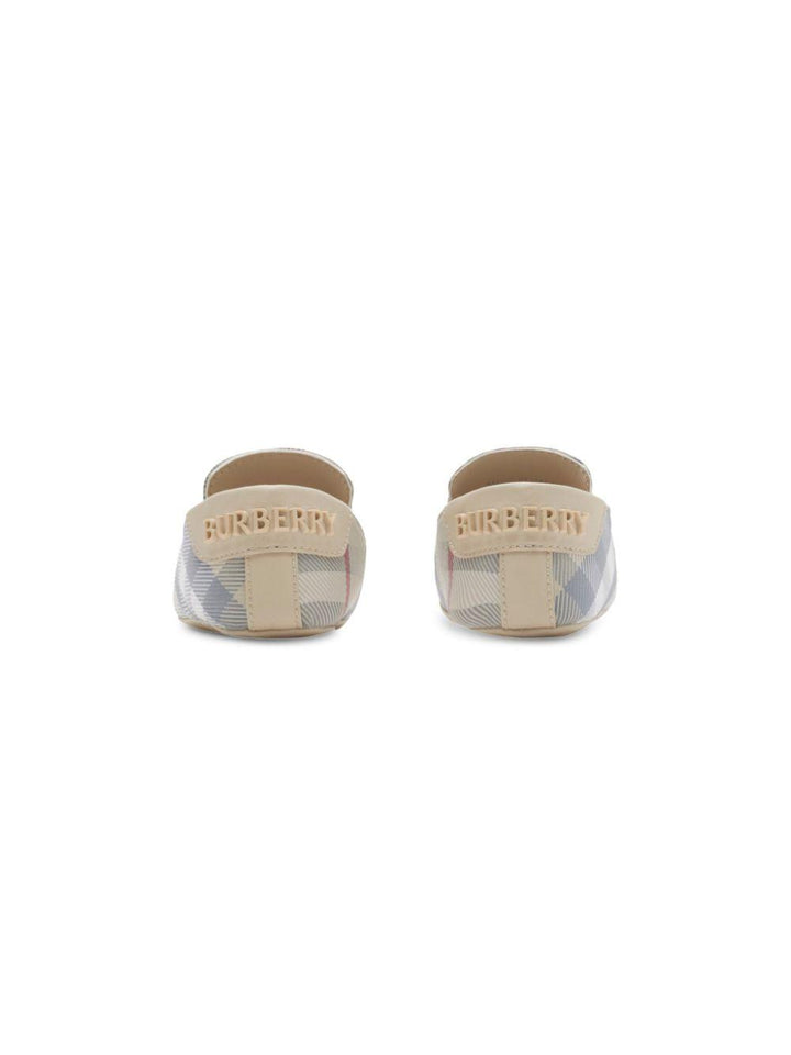 Scarpe stampa check azzurro beige per neonato 8099959 A2205 Burberry Kids 
