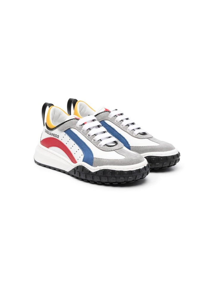 White and multicolored sneakers for children